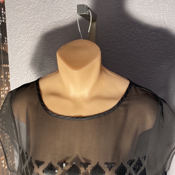ALLSAINTS - sheer mesh s/s dress tunic w black lattice sequins on both sides - 8 - Picture 7 of 16